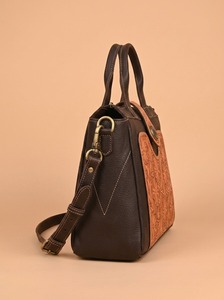 Hand Tooled Leather Tote <b>Bag</b> Floral Carving <b>Shoulder</b> Handbag Dual Handle Single <b>Strap</b> for Daily Use - Product Image 2
