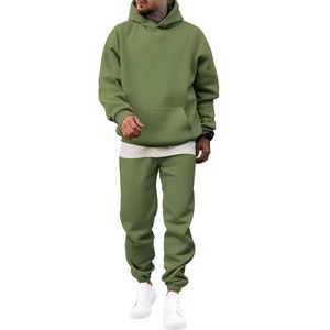 Heavyweight French Terry Boxy Hoodie and Sweatpants Set High Quality <b>Drop</b> Shoulder Oversized Cropped Fleece Custom Tracksuit Set - Product Image 5