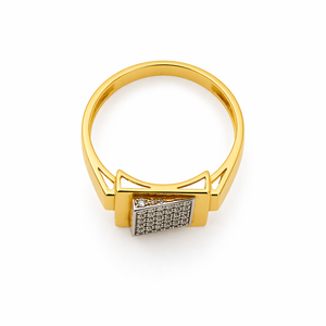 Mens 18KT yellow Gold Square Cluster Cubic Zirconia Signet <b>Ring</b> Elevated Setting Polished <b>Statement</b> Wedding Party Gift Jewelry - Product Image 5