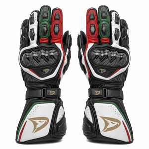 ถุงมือแข่งรถ Dainese แบบเต็มนิ้ว หนังแท้ สีดำ ขาว แดง เขียว สายรัดข้อมือปรับได้ ปิดด้วยแถบตีนตุ๊กแก ป้องกันการกระแทกขณะขับขี่ - Product Image 1
