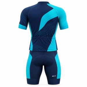Ensemble de maillot et short de cyclisme pour homme, rembourré, fermeture éclair intégrale, respirant, uniforme de vélo pour la course sur route et l'entraînement - Product Image 6