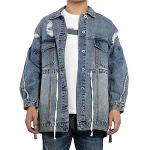 Chaqueta Vaquera Retro Estilo Años 90 para Hombre, Chaqueta de Mezclilla Clásica Lavado Claro, Venta al Por Mayor - Product Image 4