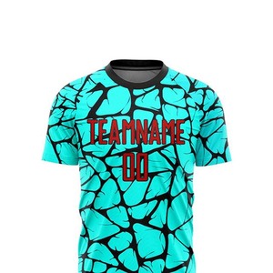 Conjunto de Camiseta y Pantalones Cortos de Fútbol Personalizados, Diseño Turquesa y Negro, Impresión Sublimada, Secado Rápido, Uniforme Deportivo Unisex para Adultos - Product Image 3