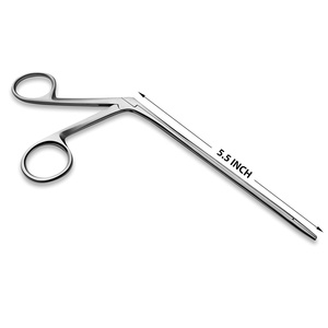 SURGIMPEX Pince à oreilles d'alligator en acier de 5,5 po, à mâchoires courbées, pointe fine, poignée antidérapante, instrument chirurgical ORL réutilisable, certifié CE - Product Image 1