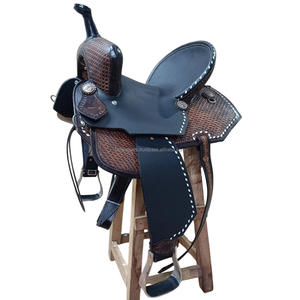 Selle de cheval de course Western Barrel de meilleure qualité en cuir véritable magnifiquement fabriquée à la main pour l'équitation avec ensemble de punaises assorti - Product Image 5