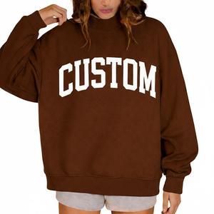 Sweat-shirt décontracté à col montant imprimé avec logo personnalisé 2026, couleur unie, épaules tombantes, respirant, design OEM pour l'hiver - Product Image 1