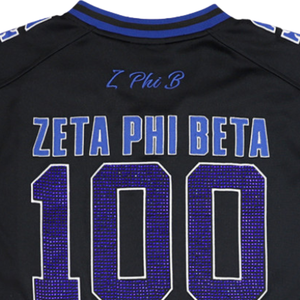 Maillot de football Zeta Phi Beta Centennial pour femme, noir et bleu, ZPB 1920 2020, anniversaire, col en V, maillot de sororité - Product Image 6