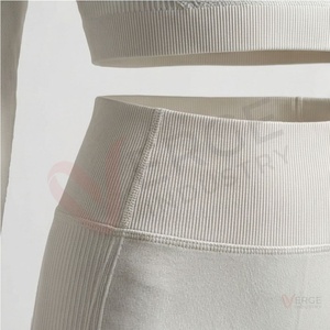 Ensemble 2 pièces pour femmes, haut court sans couture à manches longues, leggings taille haute, pour le sport et le yoga - Product Image 5