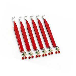 Pinzas Profesionales para Pestañas con Agarre de Diamante Rojo Antimagnéticas de Precisión, Logotipo Personalizado, Acero Inoxidable Sostenible, 10 mm - Product Image 5