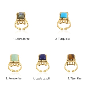 แหวนแฟชั่นทรงสี่เหลี่ยมประดับพลอยชุบทอง 18k สำหรับใส่ทุกวัน ขายส่ง ราคาสุดคุ้ม เหมาะสำหรับงานแต่งงานและวันเกิด - Product Image 1