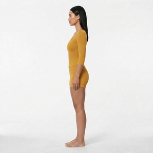 Women’s Slim Fit <b>Long</b> <b>Sleeve</b> <b>Top</b> and Shorts Set <b>Stretch</b> Activewear Fitness Training Yoga Workout Apparel Wholesale - Product Image 2