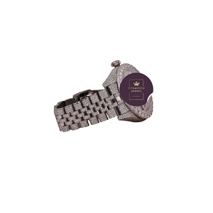 Reloj de pulsera para hombre de acero inoxidable con diamantes de moissanita de corte redondo blanco completo, estilo antiguo, simple, de lujo, nuevo y personalizado. - Product Image 3
