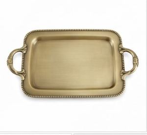 Bandeja de Servir Rectangular de Bronce Antiguo con Asas y Diseño Martillado, Perfecta para Uso Diario en el Hogar, Hoteles y Restaurantes - Product Image 2