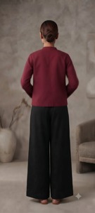 Rama's Women's Maroon Embroidered Floral Woven Discharge <b>Printed</b> Cord-<b>set</b> with 100% Silk Quick Dry Top and Trousers for Summer - Product Image 3