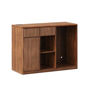 Modern Fluted <b>Bar</b> <b>Cabinet</b> with Fridge Compartment Adjustable Shelves and Power Outlets 51.2 Inch - Product Image 1