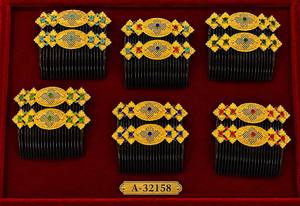 หวีผมโลหะผสมสไตล์จีนพร้อมดีไซน์ดอกไม้สีทอง A-32160 คุณภาพสูง - Product Image 4