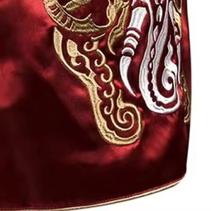 กางเกงมวยไทยผ้าไหมสีแดงขาว ชุดศิลปะการต่อสู้สำหรับผู้ชาย - Product Image 4