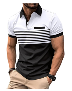 Camisetas Polo Casuales para Hombre, Manga Corta, Estilo Golf, Clásicas a Rayas, Corte Ajustado - Product Image 1
