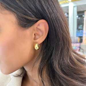 Pendientes Huggie con Diseño de Cúpula Abombada, Oro Sólido de 14k y 18K, Gruesos y Atrevidos, para Uso Diario, de Lujo, con Forma de Lágrima, Joyería Fina - Product Image 6