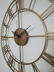 <b>Large</b> Modern Gold Metal Open Face <b>Wall</b> <b>Clock</b> Elegant Gold <b>Skeleton</b> <b>Wall</b> <b>Clock</b> for Living Room Decor Featuring Roman Fashion - Product Image 4