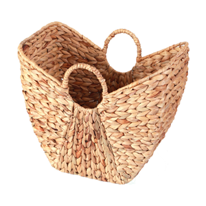 <b>Rustic</b> Water Hyacinth Basket, Hand Woven Storage Hamper With Handle Premium Handcrafted Home Decor From Vietnam Factory - Product Image 3