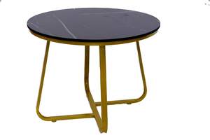 Mesa de Centro con Estructura Metálica Dorada |   Mesa de Centro Redonda Moderna para Sala de Estar y Decoración del Hogar |   Base de Metal Elegante y Duradera - Product Image 2