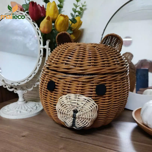 Cesta de almacenamiento de oso de ratán Natural creativa caliente con tapa en forma de oreja juguetes para niños cesta de Pascua - Product Image 5