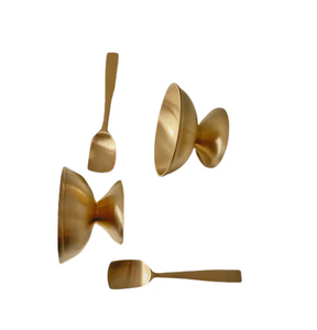 Bol à glace en laiton avec cuillère, 4 pièces, design élégant, bol en laiton fait main pour dessert - Product Image 3