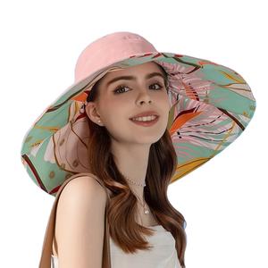 Gorra de pescador de mezclilla de verano para mujer, sombrero de cubo de ala grande con sombrilla, sombrero de Panamá de estilo coreano para viajes de playa al aire libre - Product Image 1