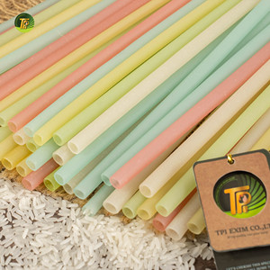 Pailles en riz comestibles Organic Touch, couleur naturelle, biodégradables, certifiées, personnalisables, tubes à boisson zéro déchet, vaisselle écologique - Product Image 4