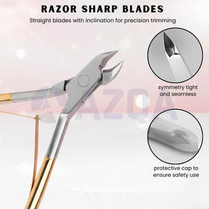 Vente en gros de pinces à cuticules en acier inoxydable avec manche plaqué or, outil professionnel pour le soin des ongles, coupe biseautée précise, manucure et pédicure - Product Image 6