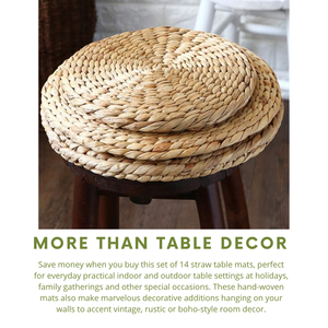 Sets de table en jacinthe d'eau tressée à la main, design bohème, écologiques, antidérapants, résistants à la chaleur, lavables, taille personnalisable - Product Image 6