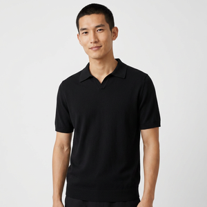 Polo de Manga Corta para Hombre, Color Sólido, Tejido, Estilo Casual, Largo Regular - Product Image 2