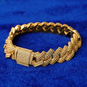 Pulsera de eslabones cubanos con diamantes cultivados en laboratorio, micro pavé, estilo hip hop, para él. - Product Image 2