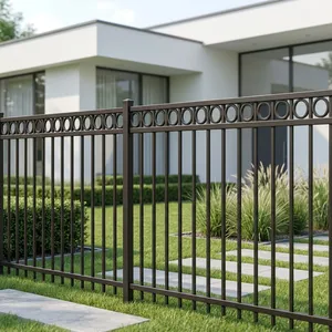 Valla Moderna de Hierro para Exteriores de 6 Pies de Altura con Recubrimiento en Polvo Resistente a la Oxidación para Uso Residencial Estilo Rectangular - Product Image 3
