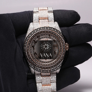 นาฬิกาข้อมือ VANA JEWELS หรูหรา ประดับเพชรโมอิสซาไนต์ ตัวเรือนสแตนเลสทรงกลม หน้าปัดอนาล็อก ควอตซ์ สำหรับผู้ชาย สไตล์ฮิปฮอป - Product Image 3