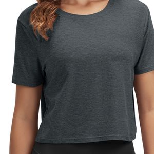 T-shirt court oversize pour femme, manches courtes, coupe décontractée, en coton, idéal pour la gym, personnalisable, fournisseur OEM en gros, vêtements de sport - Product Image 1