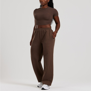 Pantalones Deportivos de Pierna Recta Cómodos para Mujer con Logotipo Personalizado al por Mayor, Pantalones Deportivos de Felpa Suave para Mujer, Pantalones y Pantalones de Chándal para Mujer - Product Image 2