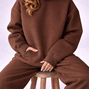 Sweat à capuche ample et confortable pour femme en velours polaire, avec logo frontal, idéal pour l'hiver et les loisirs – Nouvelle collection tendance - Product Image 1