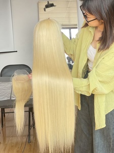 วิกผมตรง<span class=keywords><strong>สี</strong></span>แพลตตินัม 613 แบบเต็มศีรษะ ทำจากผมแท้บริสุทธิ์ วิกผมสีบลอนด์ขาว วิกผมลูกไม้ด้านหน้าสำหรับผู้หญิง - Product Image 6