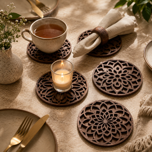 Sous-verre en bois personnalisé découpé au laser, gravure de nom sur mesure, dessous de verre en bois massif, cadeau de mariage, décoration de table - Product Image 3
