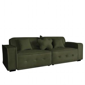 Sofá Moderno de Terciopelo Verde para Interiores con Tres Cojines 93.50"*35.23"*30.70" para Sala de Estar - Product Image 5