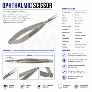 Ciseaux ophtalmiques professionnels AL MIDA AMHC-R-423 et instruments de microchirurgie certifiés CE avec garantie de 5 ans - Product Image 6