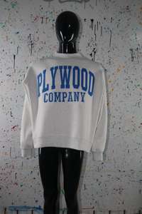 Sudadera de cuello alto PLYWOOD COMPANY WHITE 100% azul cielo con bordado de apliques, sudadera de cuello ancho con hilos finos - Product Image 3