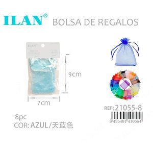Sacchetti Regalo in Organza Ilan 7x9 Cm Blu 8 Pezzi Sacchetti per Bomboniere Matrimonio - Product Image 3