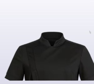 ANIMA Jet Black Chef Jacket <b>Mandarin</b> <b>Collar</b> Short Sleeve Kitchen Uniform - Product Image 1