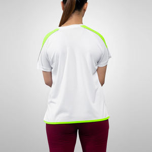 เสื้อยืดคอกลมแขนสั้นผ้าตาข่ายสีขาวสำหรับผู้หญิง ทรงปกติ แห้งเร็ว สปอร์ต สีพื้น ฤดูใบไม้ผลิฤดูร้อน - Product Image 5