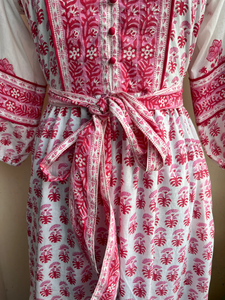 Robe longue décontractée pour femme, 100 % coton, imprimée à la main, motifs floraux multicolores, style ethnique, collection 2026, très tendance - Product Image 5