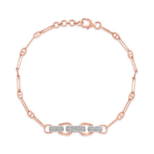 Interlocking Curved Bar Diamond Link <b>Bangle</b> <b>Bracelet</b> - Product Image 1