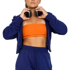 Conjunto Deportivo de Sudadera Corta con Cremallera para Mujer, de Algodón y Felpa, con Logotipo Personalizado, Ropa Deportiva Informal, Proveedor Mayorista OEM - Product Image 1